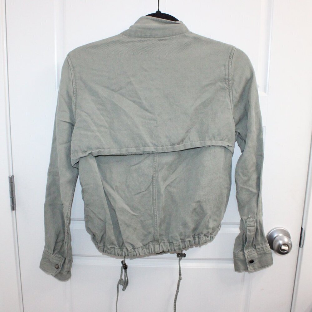 Rails Jacket Collins Olive Green Full‎ Zip Snap Military Utility XS Linen Blend - Picture 3 of 3